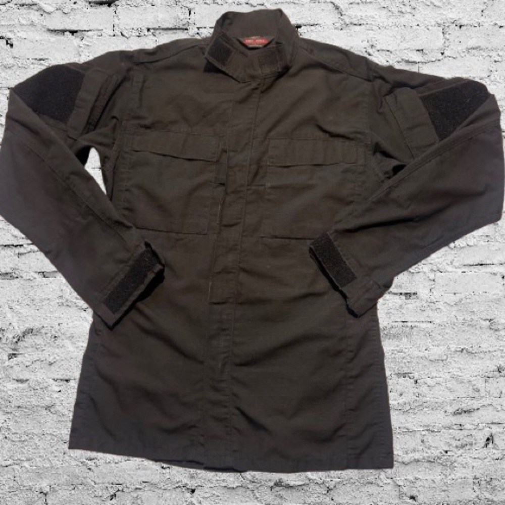Men's Black Military Field Jacket with Velcro Patches